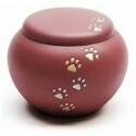 Round Pink Paw Pet Urn